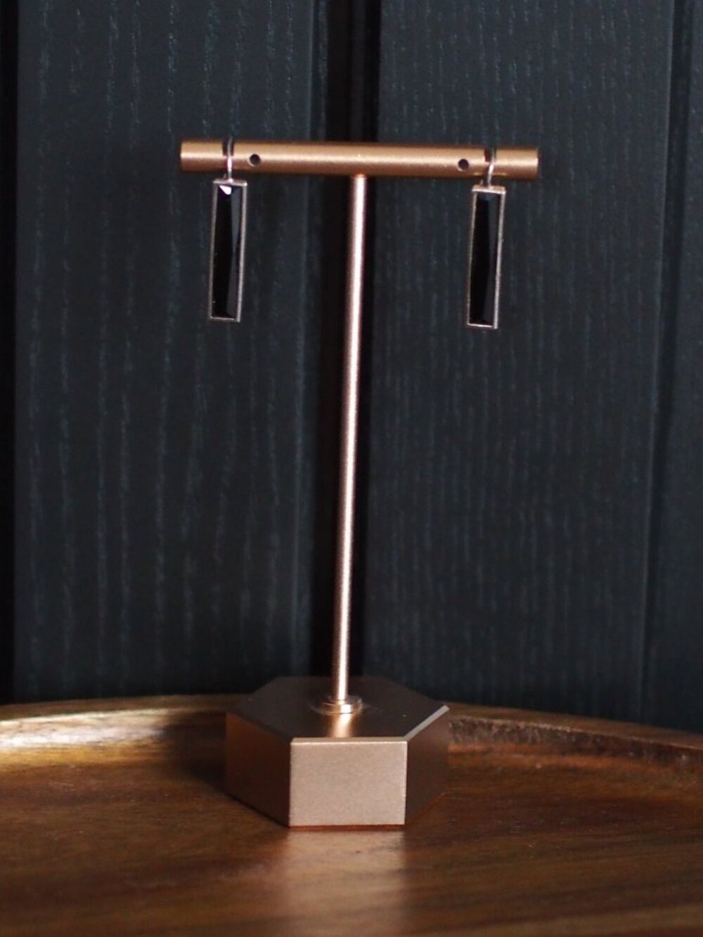 Obsidian Rectangular Drop Earrings